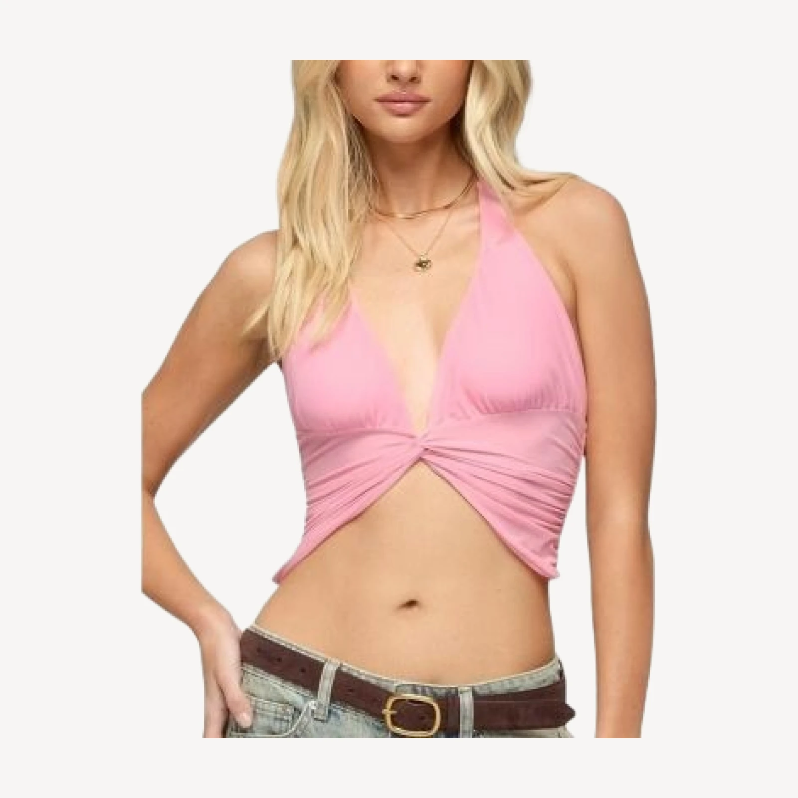 Edikted Alani Twisted Cropped Halter Top