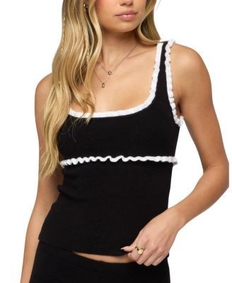 Edikted Saffra Contrast Ruffle Knit Top