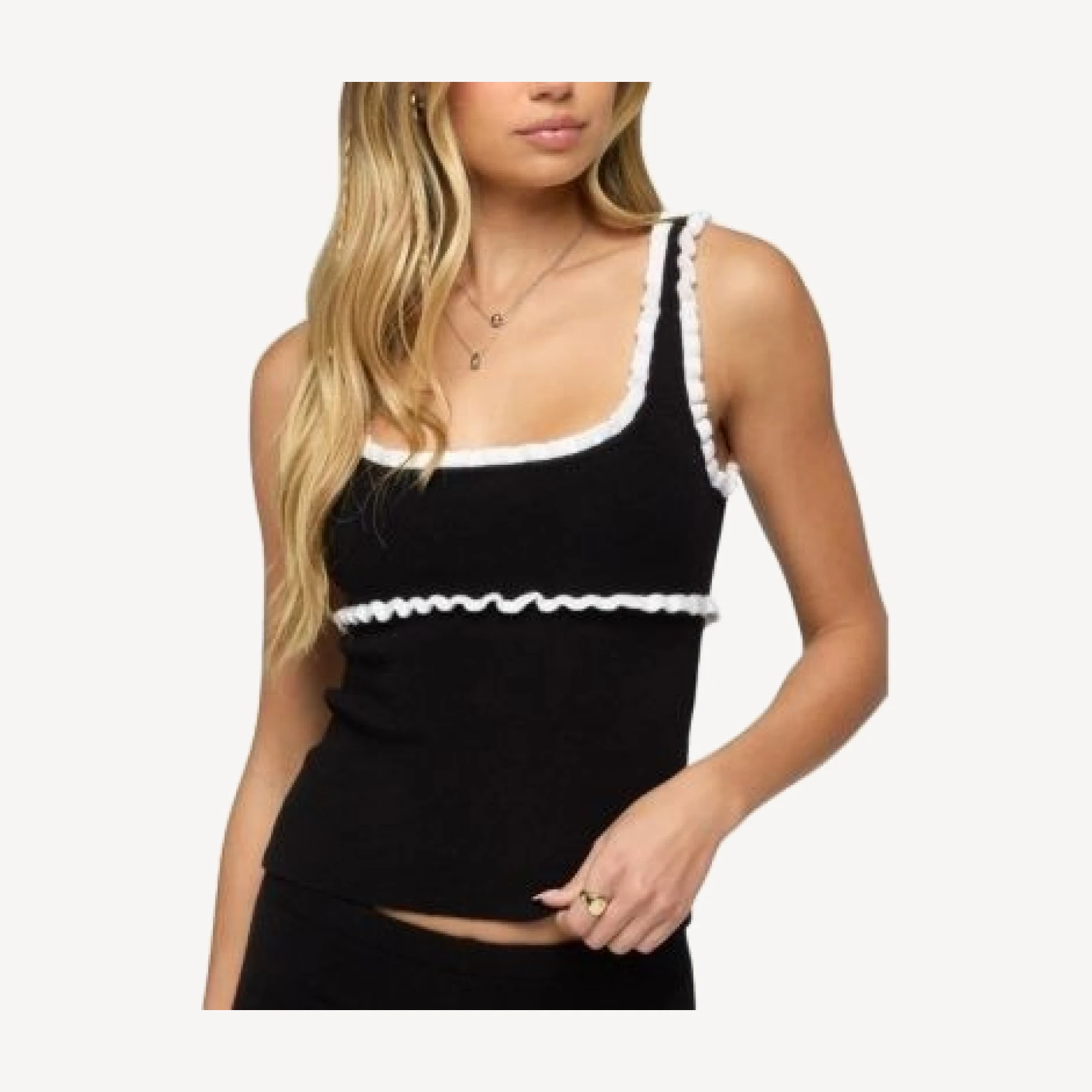 Edikted Saffra Contrast Ruffle Knit Top