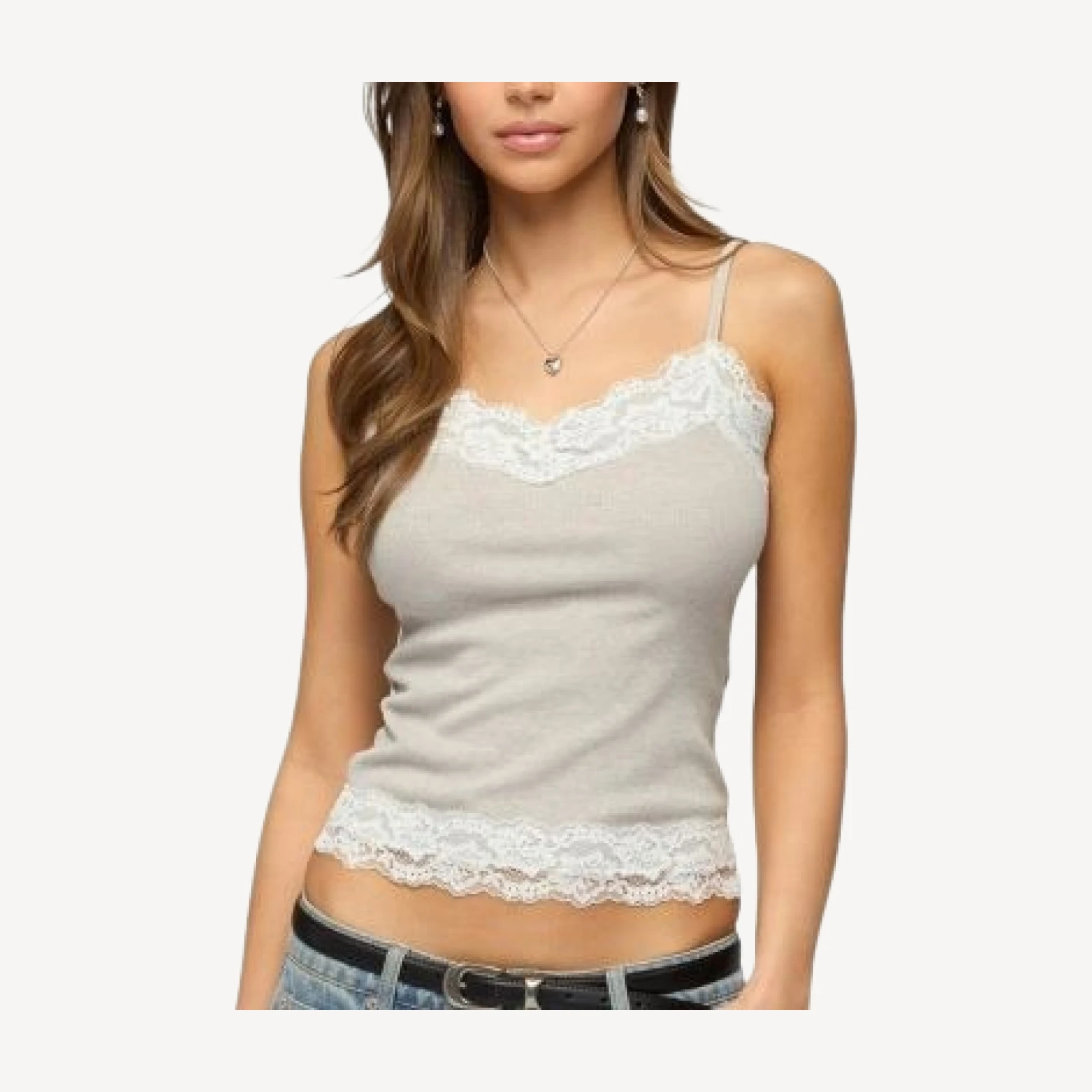 Edikted Vieve Contrast Lacey Tank Top