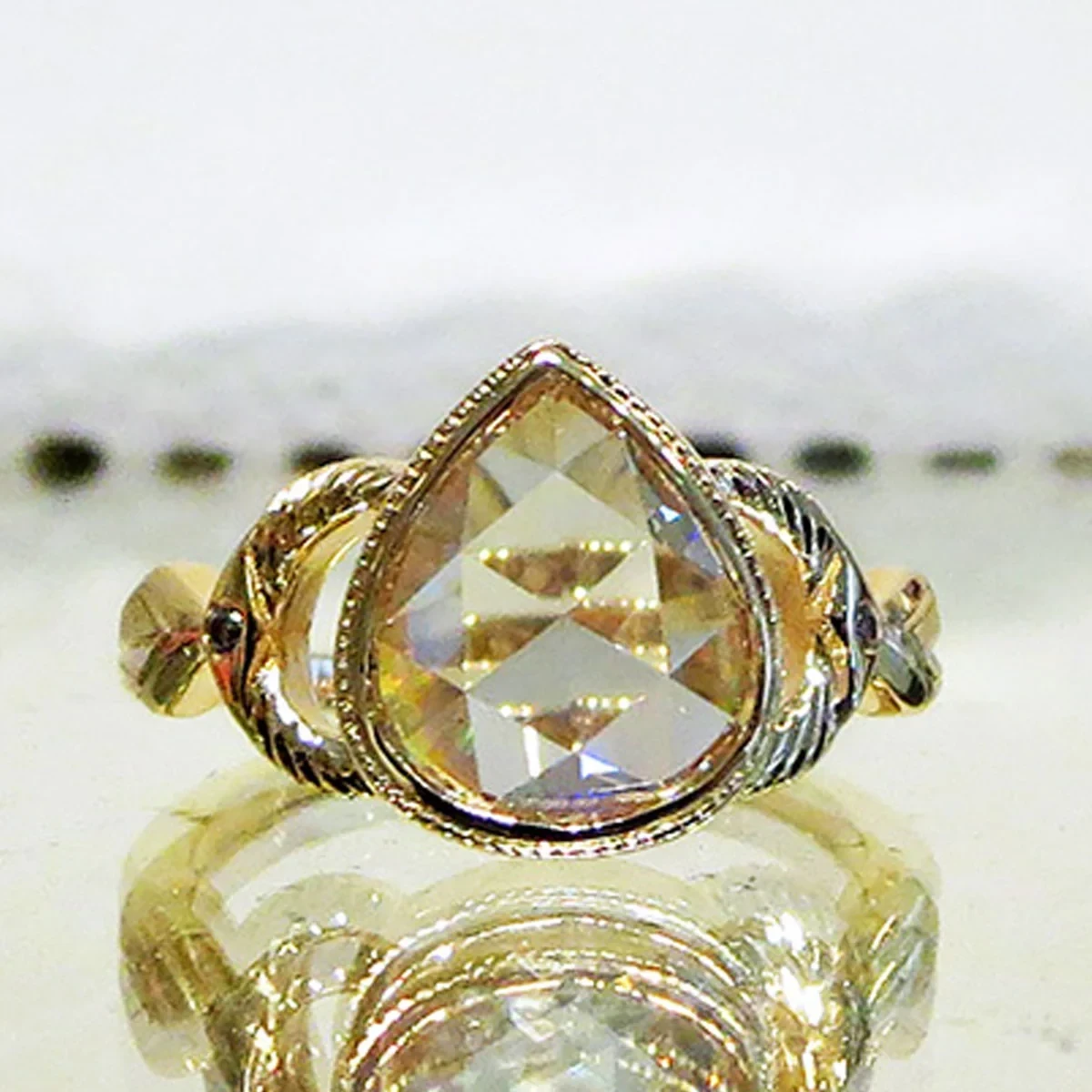 One Of a Kind Lunar Phases Ring - Yellow Gold & White Diamond