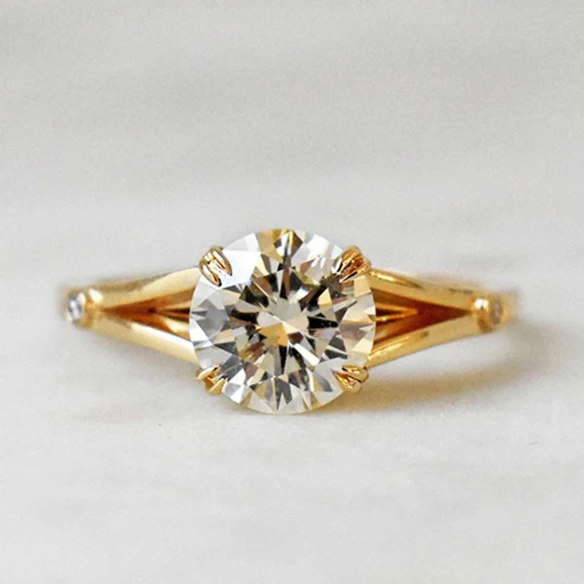 One Of a Kind Luna Ring - Yellow Gold & White Diamond