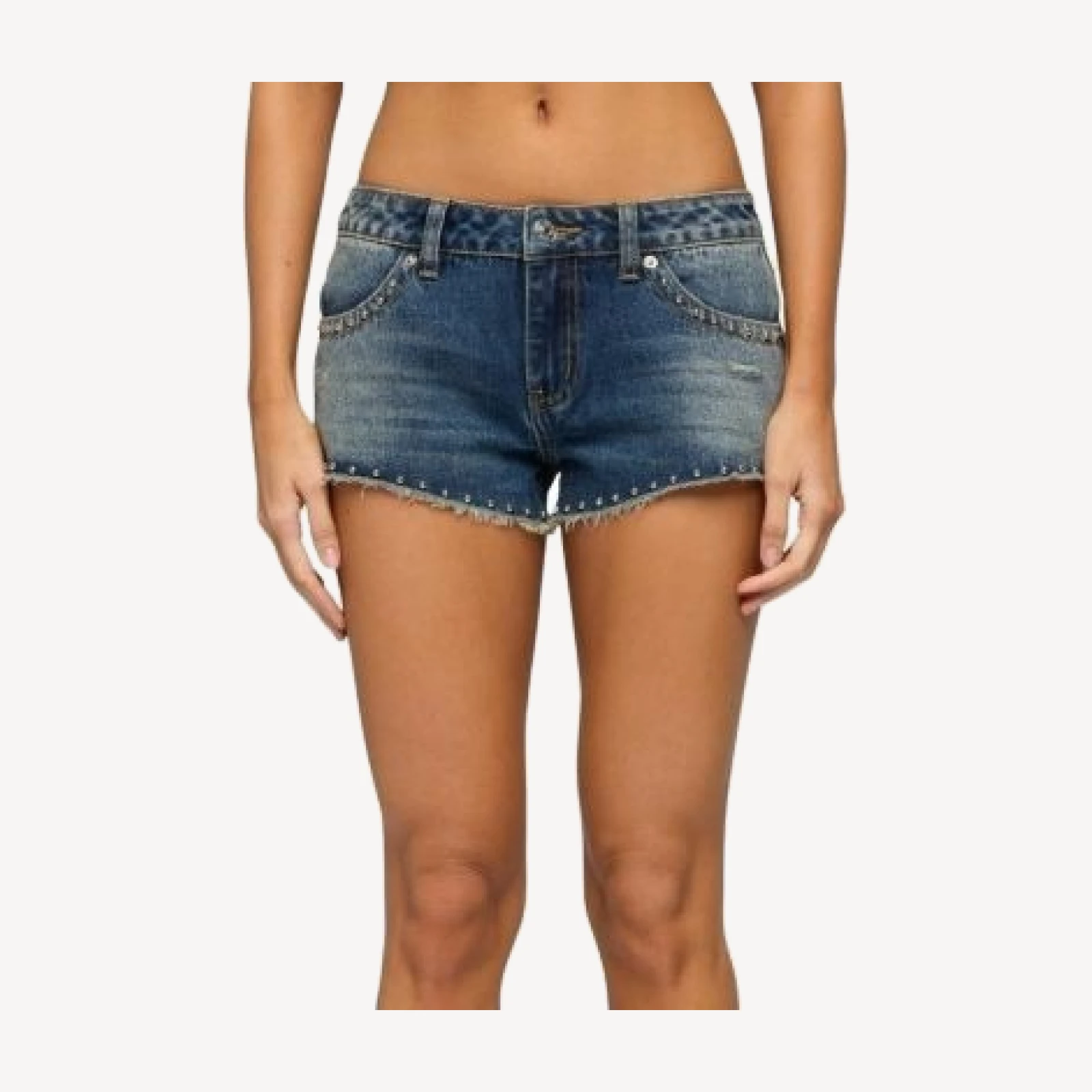 Edikted Gaya Studded Low Rise Denim Shorts