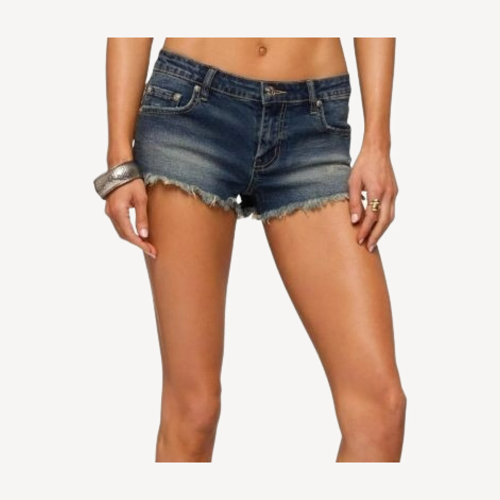 Edikted Distressed Hem Denim Micro Shorts