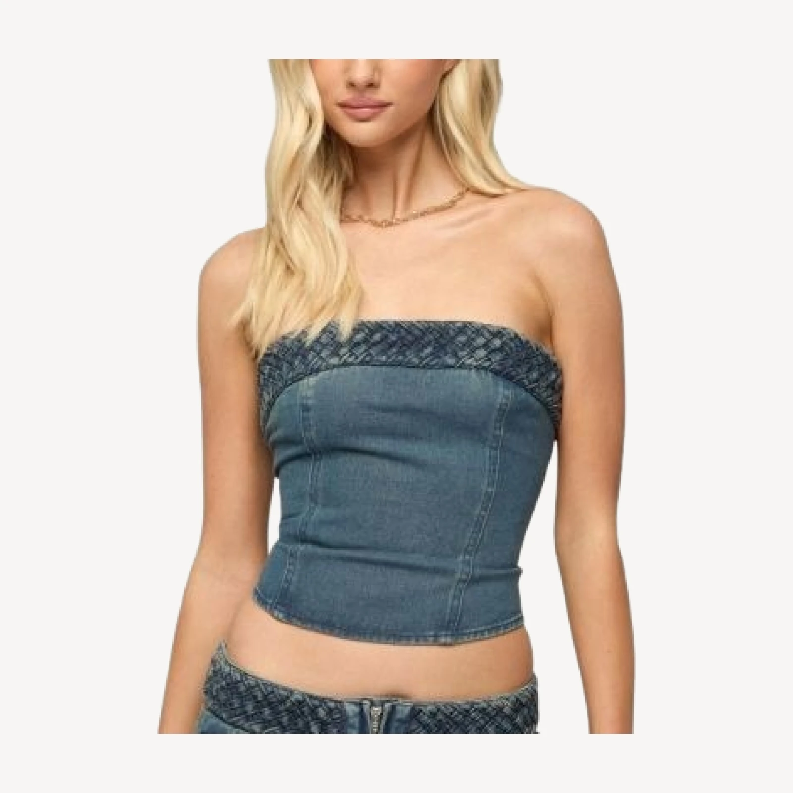 Edikted Braidey Strapless Denim Top