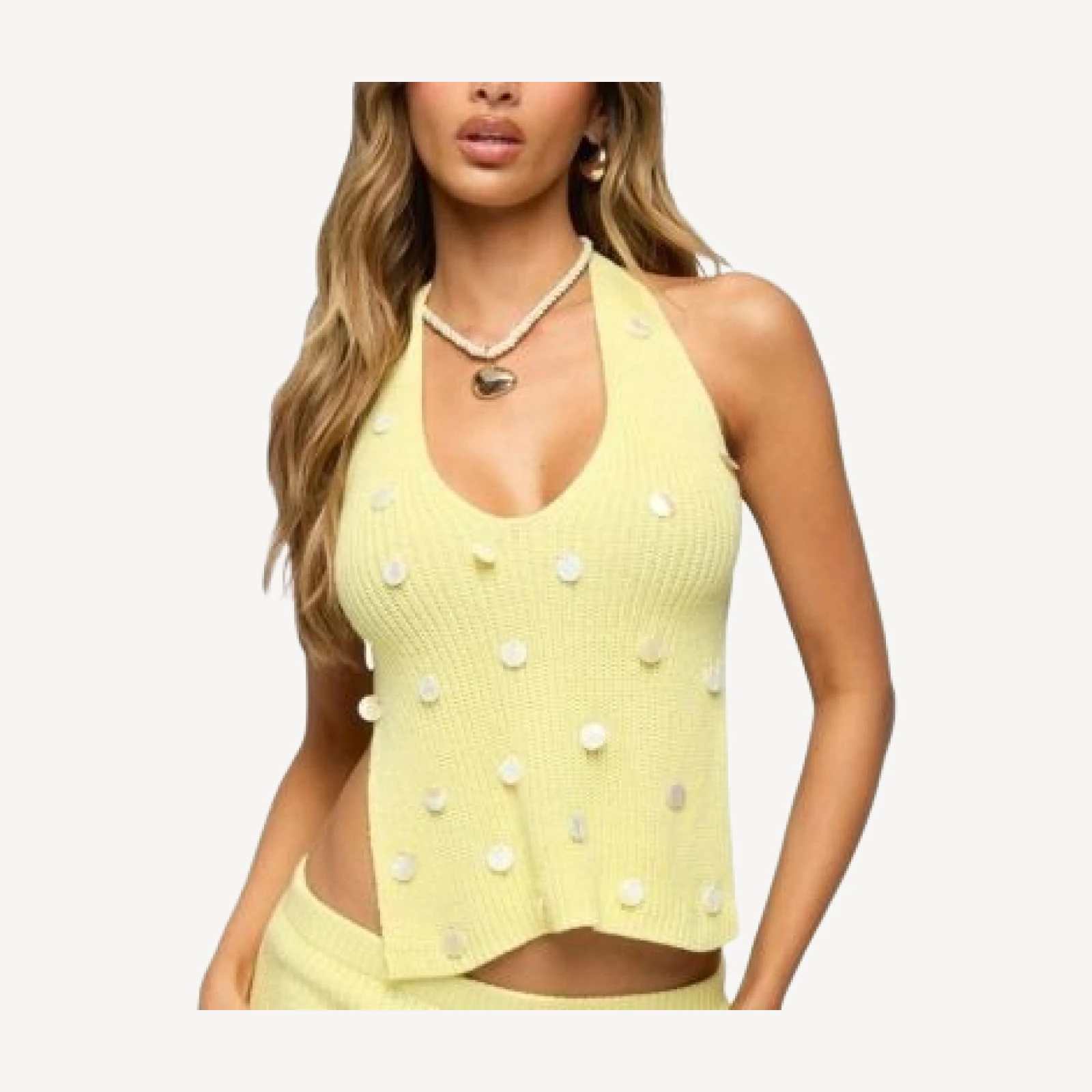 Edikted Lylah Backless Charm Knit Halter Top