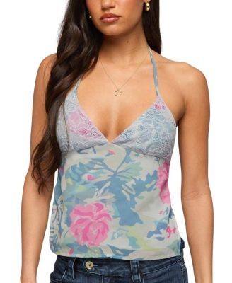 Edikted Bloomey Printed Backless Halter Top