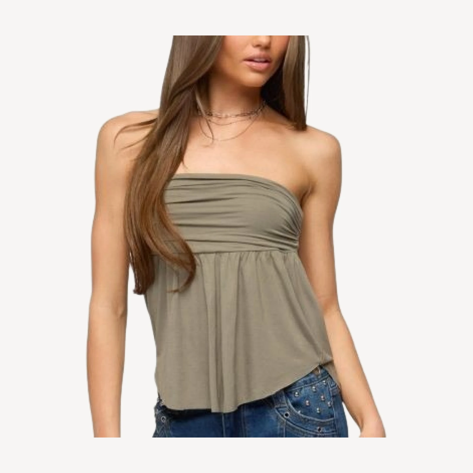 Edikted Bowey Draped Cutout Strapless Top