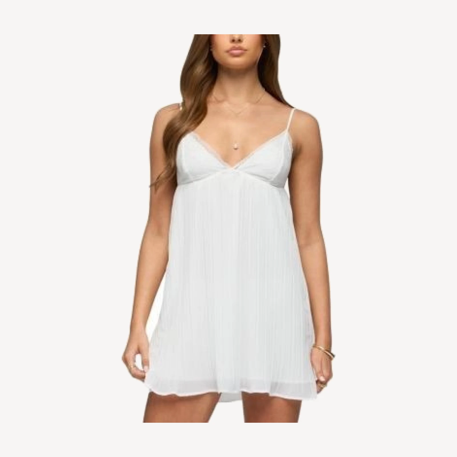 Edikted Lacey Pleated Chiffon Mini Dress