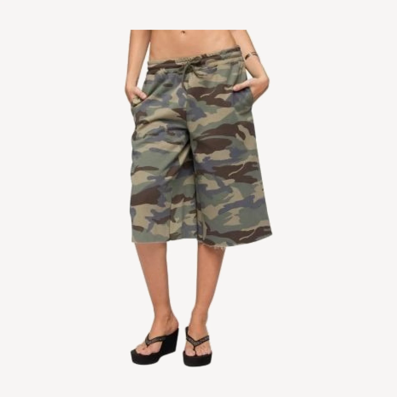 Edikted Camo Rush Oversized Bermuda Shorts