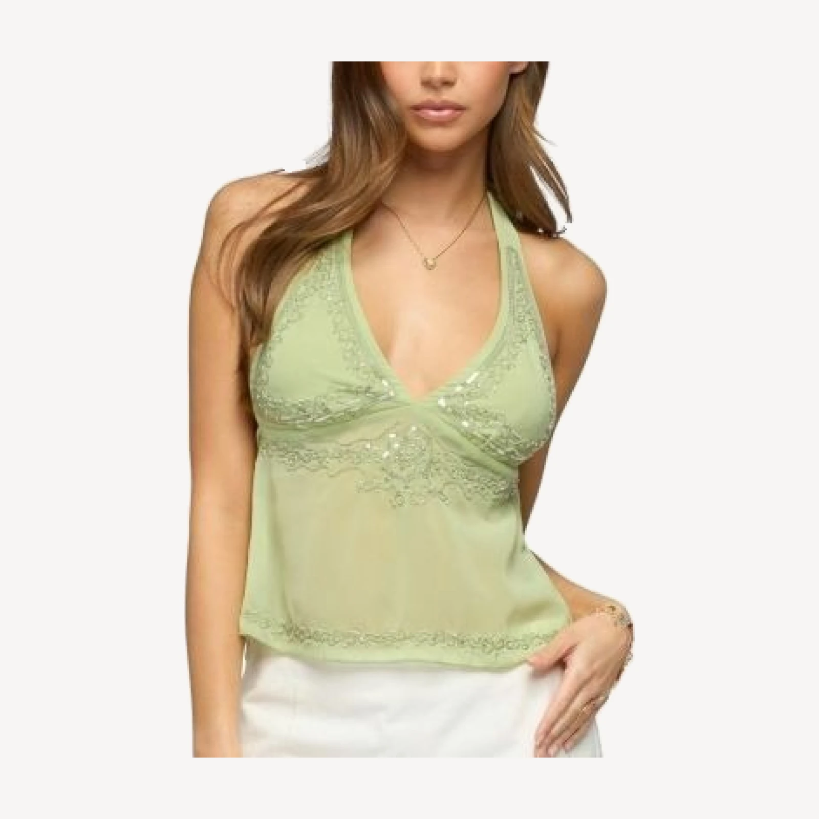 Edikted Yoolena Backless Sequin Halter Top