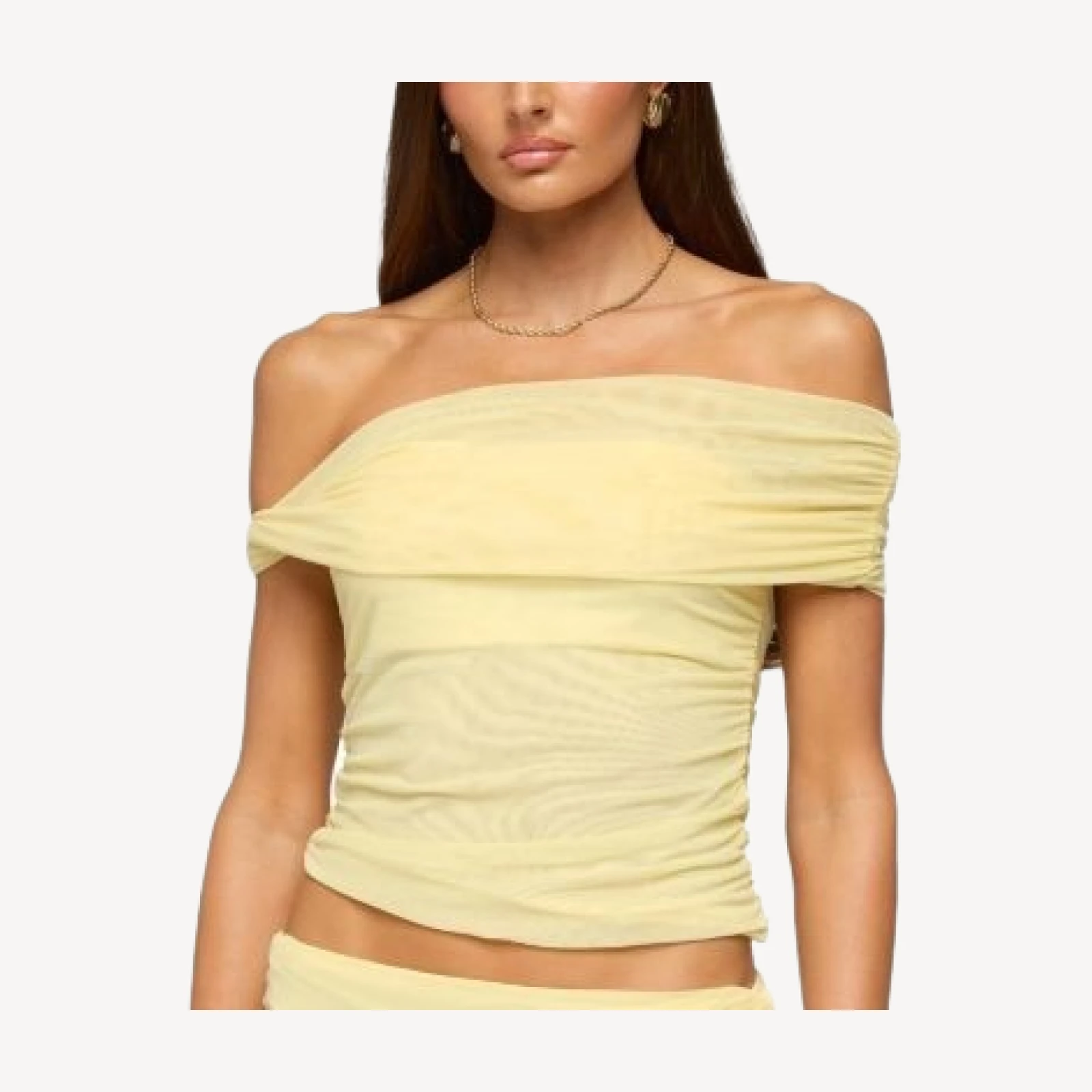 Edikted Raquela Twist Off Shoulder Ruched Top