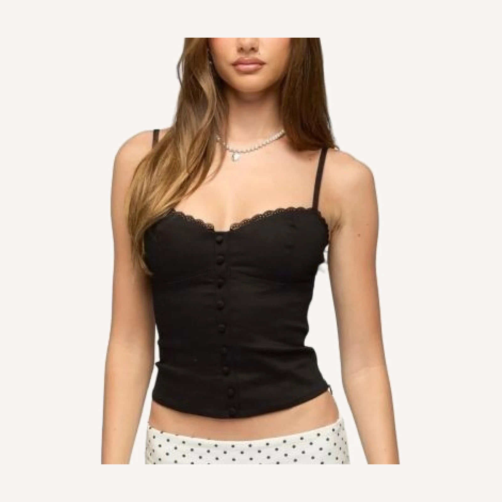 Edikted Helenna Button Front Lace Up Top