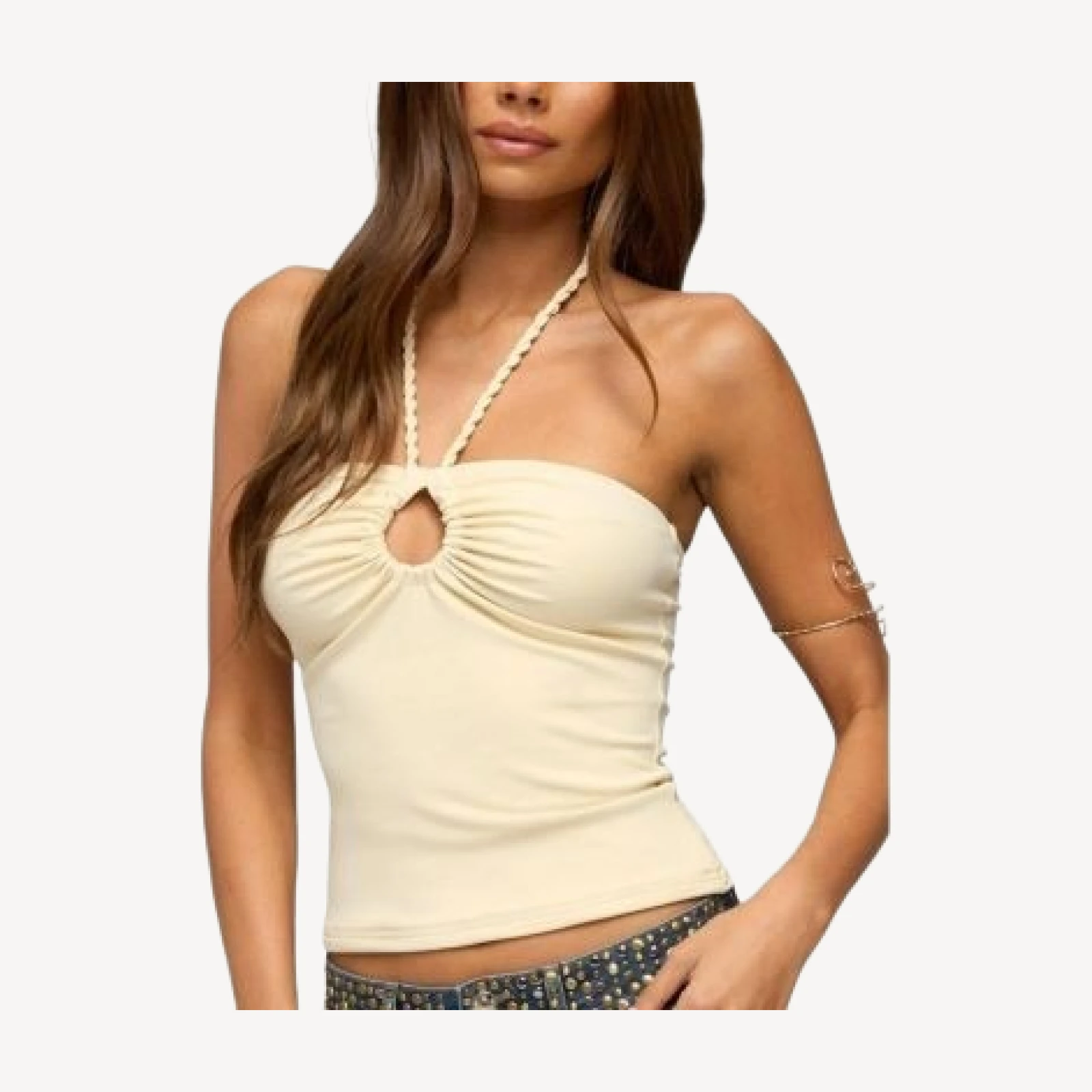 Edikted Rope Strap Keyhole Halter Top