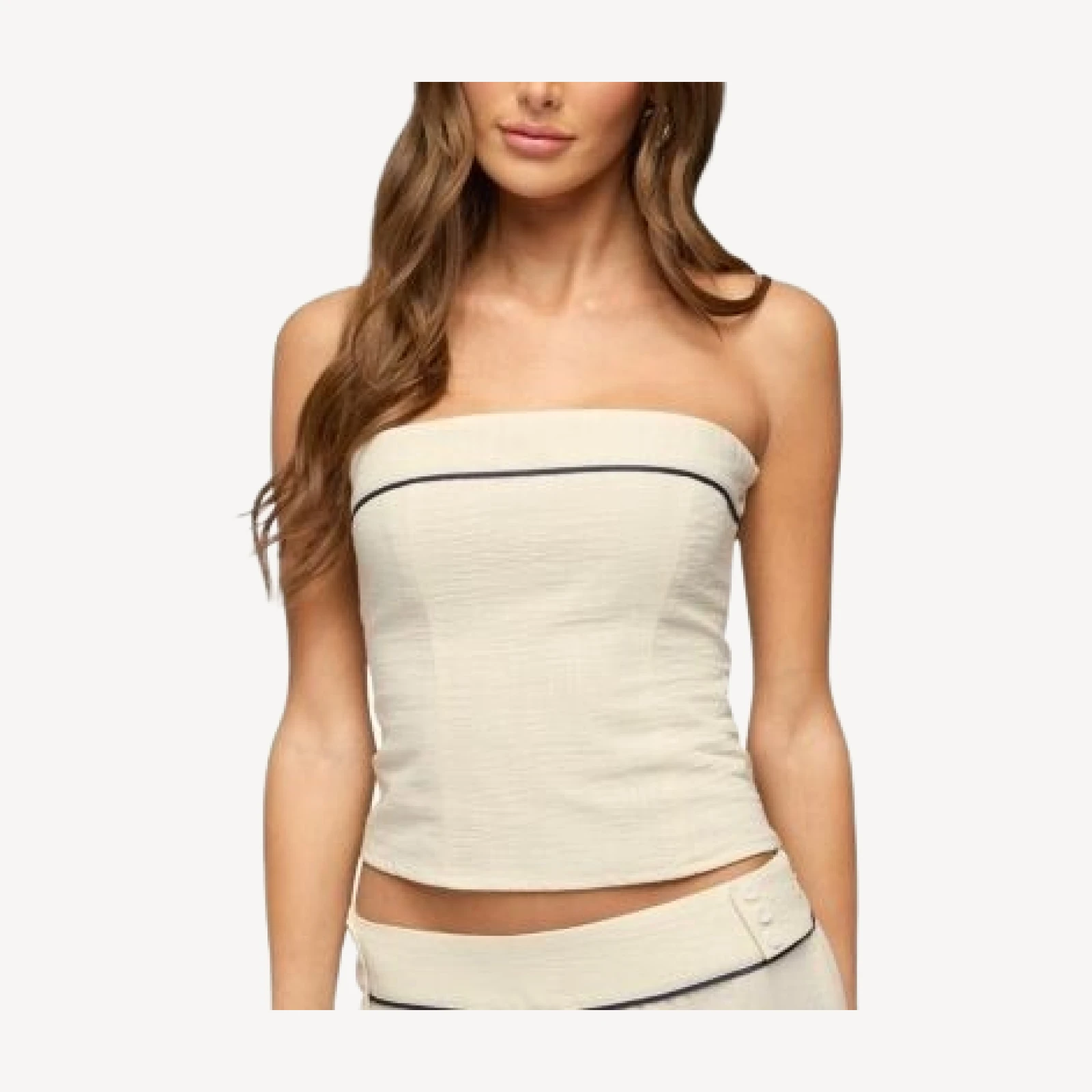 Edikted Dorine Contrast Woven Strapless Top