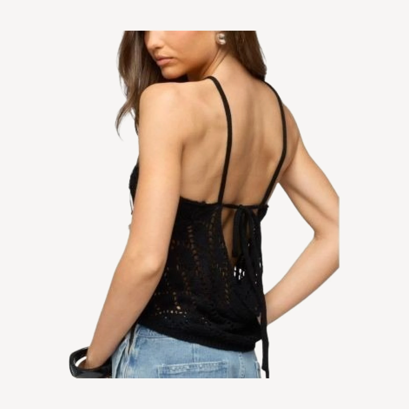 Edikted Mae Open Back Sequin Crochet Top