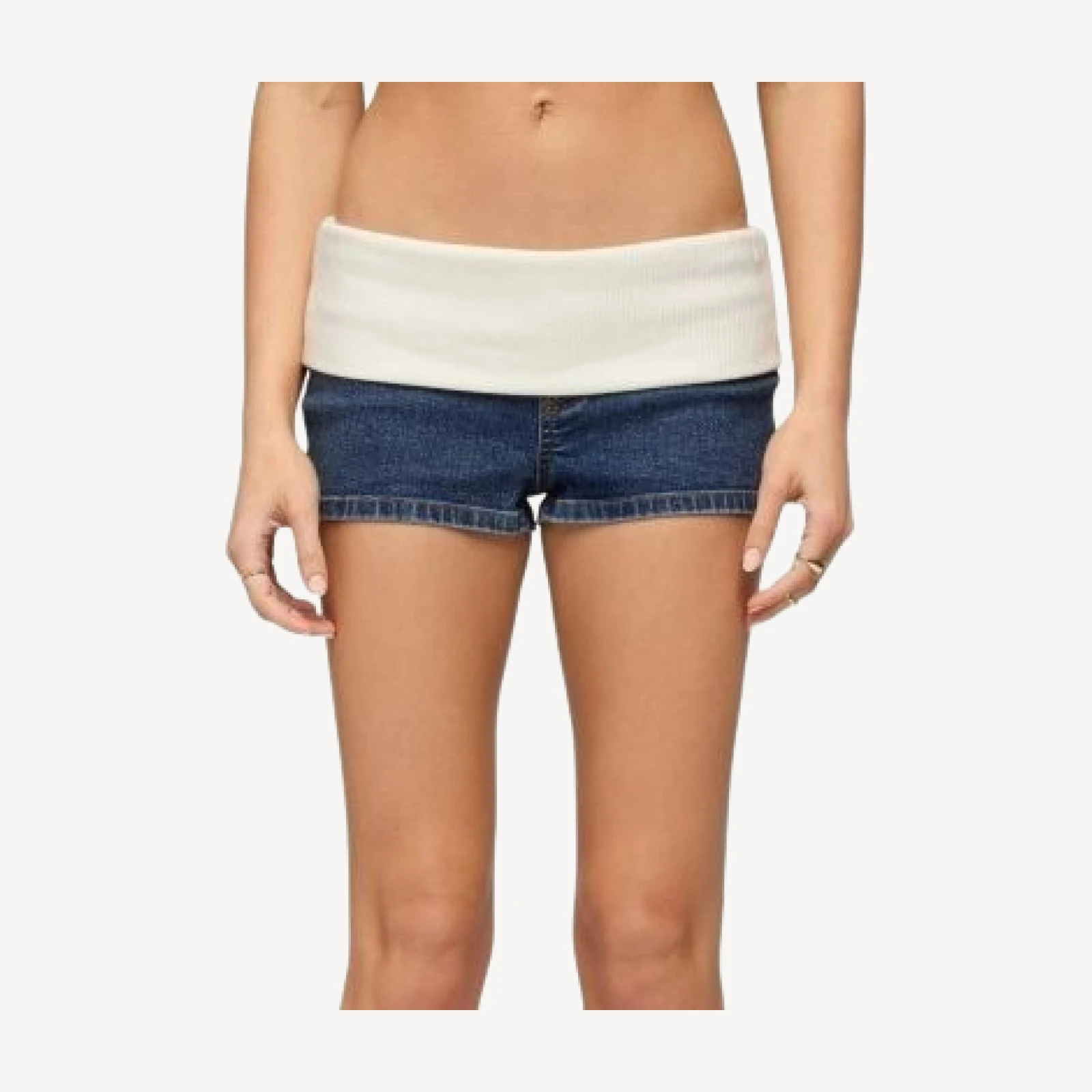 Edikted Contrast Foldover Denim Micro Shorts