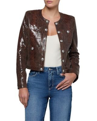 L'Agence Jayde Collarless Leather Jacket