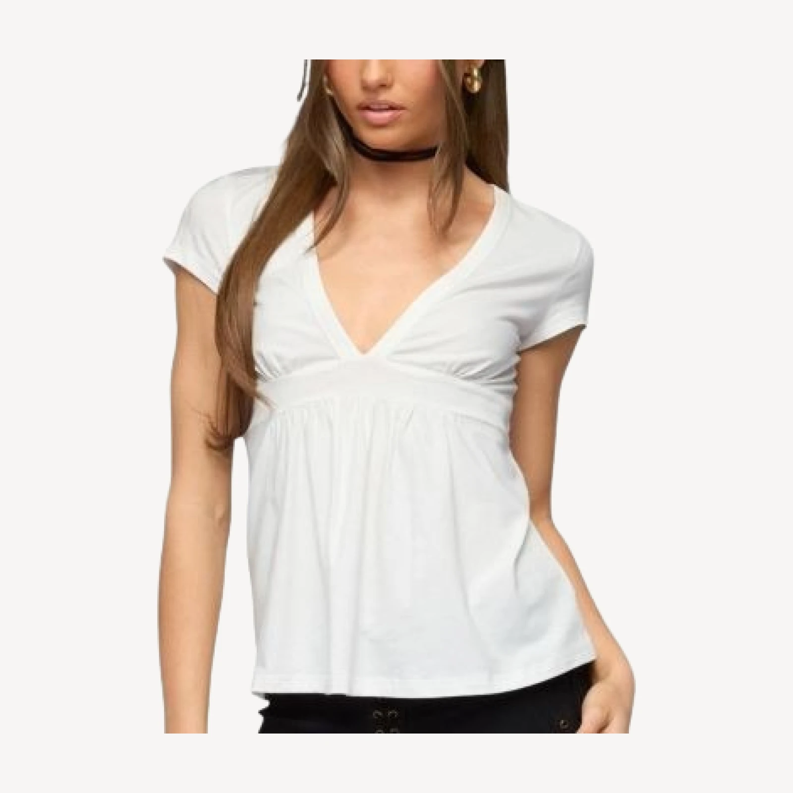 Edikted Ilana V Neck Babydoll Top