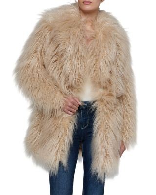 L'Agence Toira Faux Fur Long Sleeve Coat