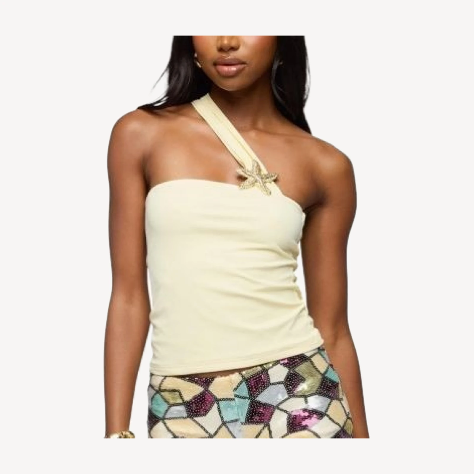 Edikted Kalia Sea Star Asymmetric Strap Top