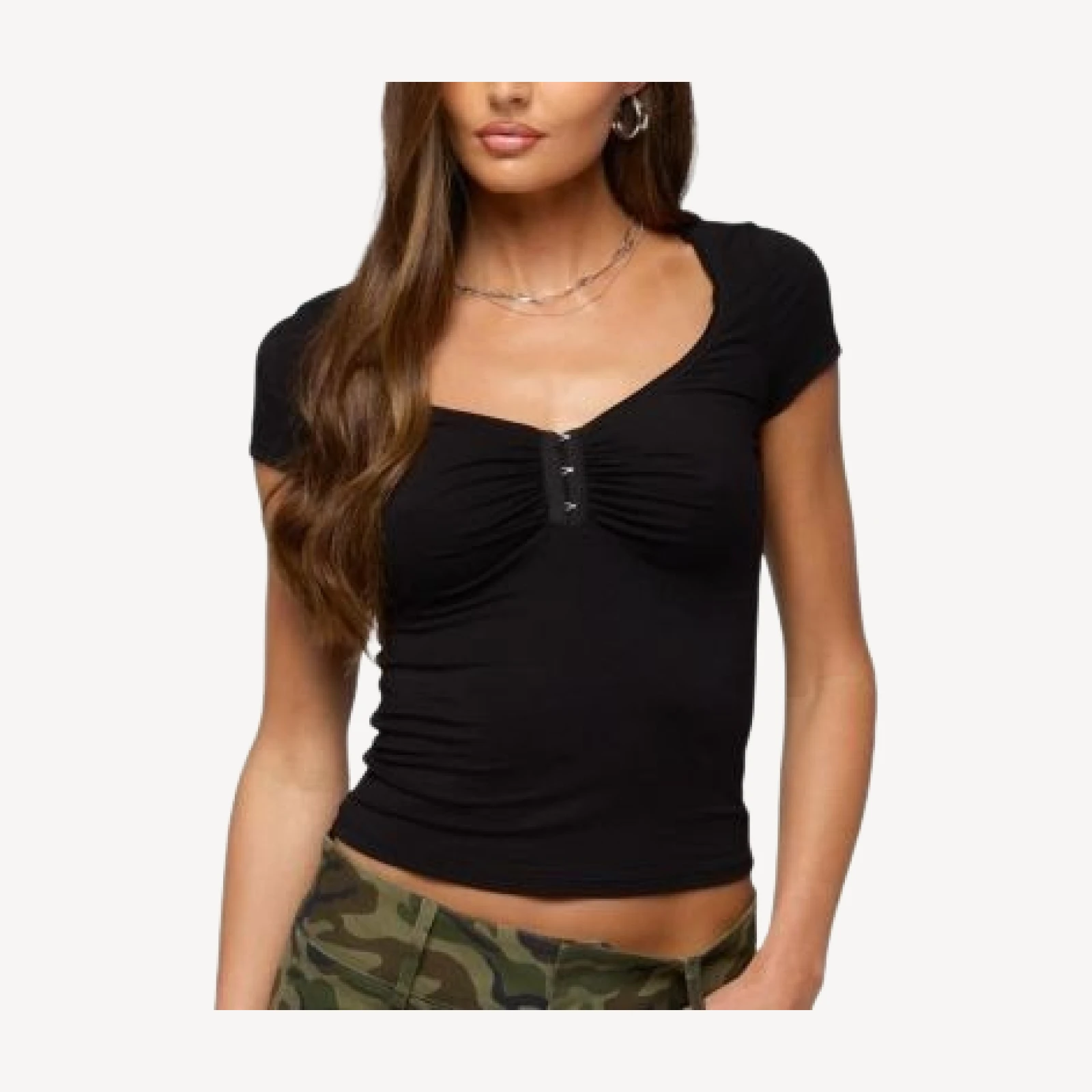 Edikted Kendra Hook & Eye Henley Top