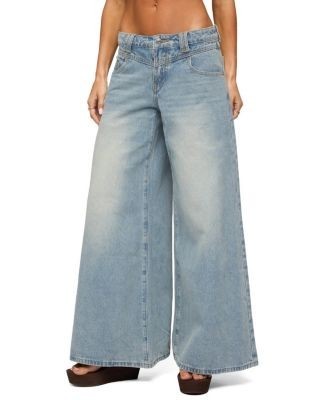 Edikted Stitched Low Rise Wide Leg Jeans