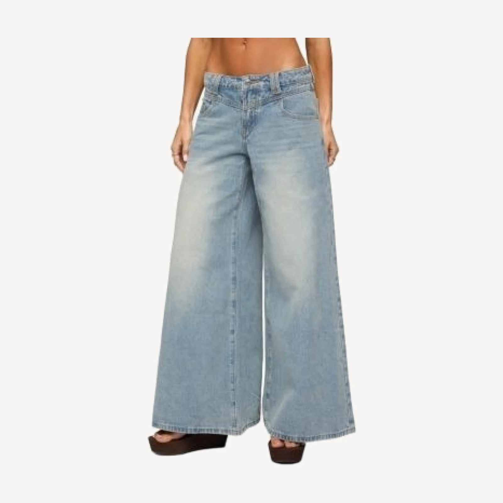 Edikted Stitched Low Rise Wide Leg Jeans