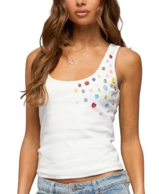 Edikted Natash Mixed Button Tank Top