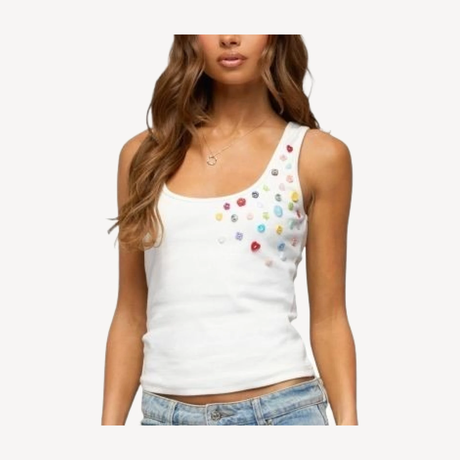 Edikted Natash Mixed Button Tank Top