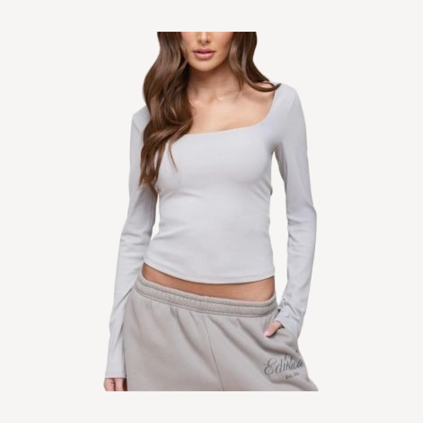 Edikted Hayden Square Neck Long Sleeve Top