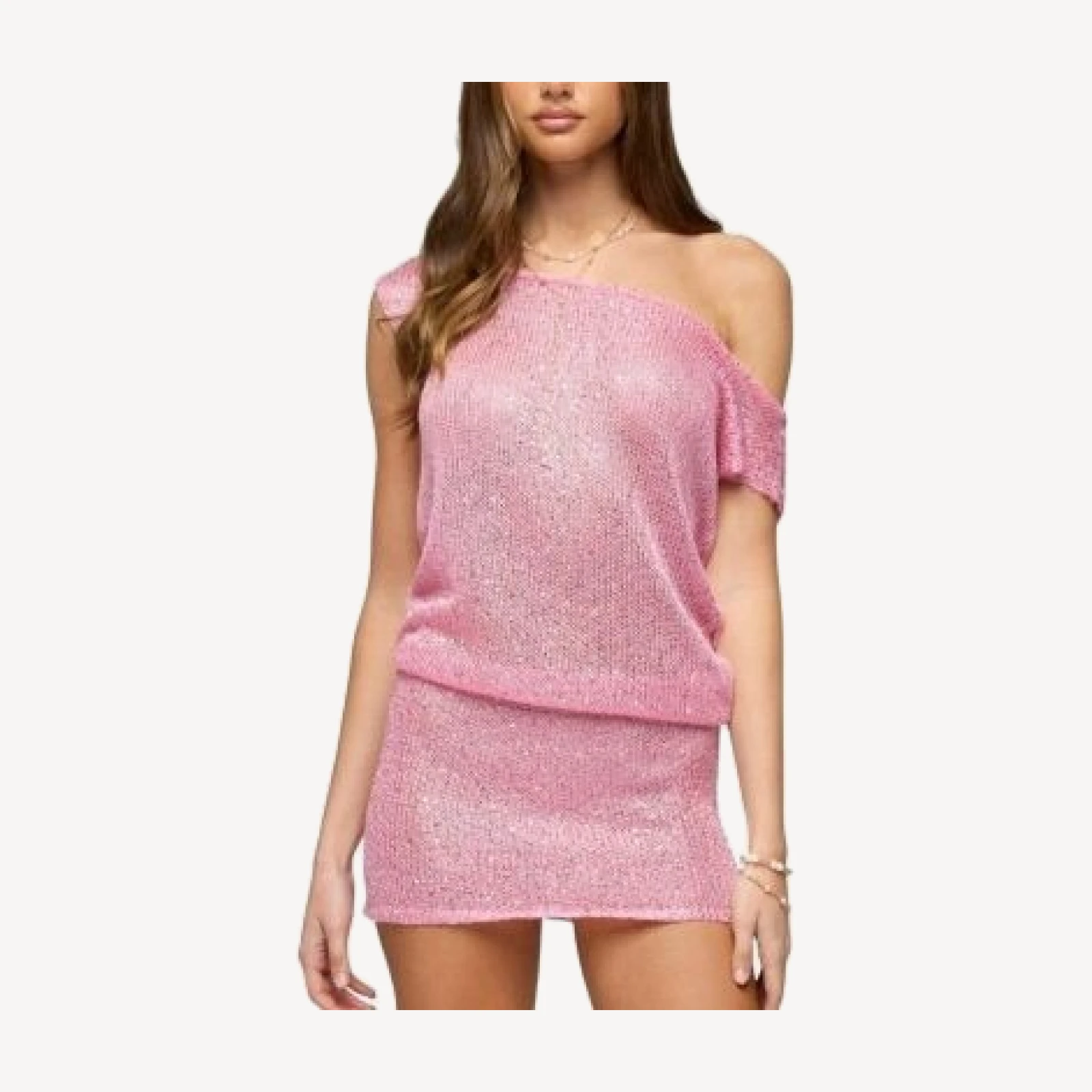 Edikted Mei Off Shoulder Sequin Knit Dress