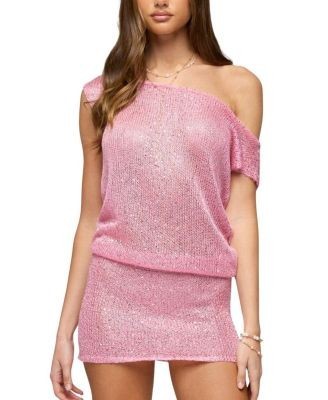 Edikted Mei Off Shoulder Sequin Knit Dress