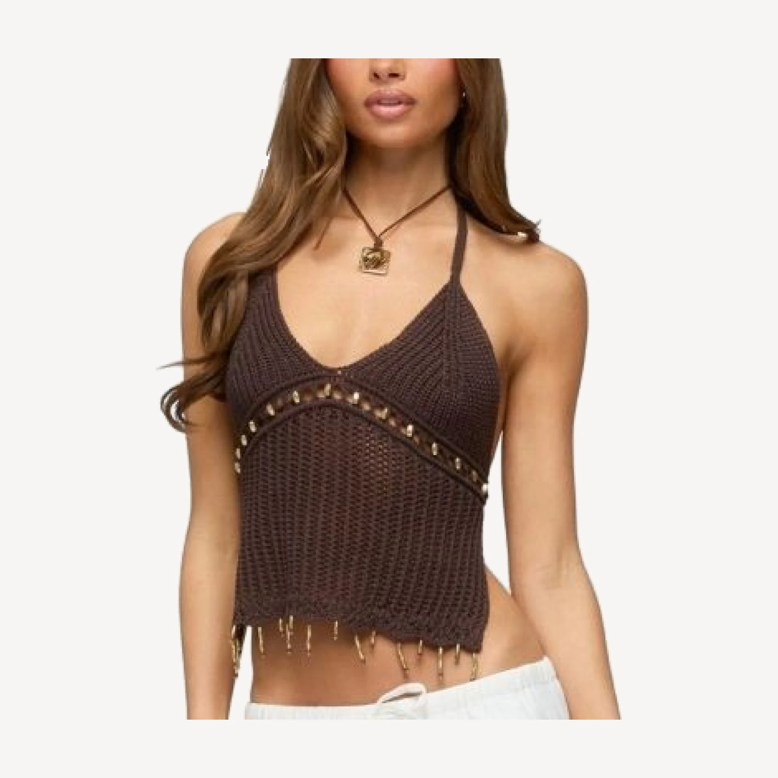 Edikted Jenn Bead Crochet Backless Top