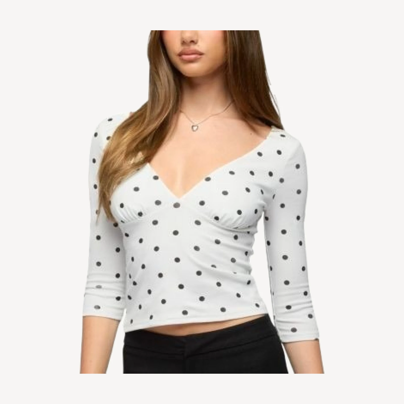 Edikted Katey V Neck Polka Dot Top