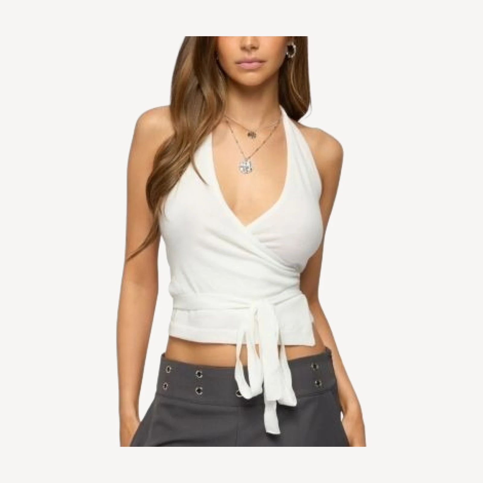 Edikted Renee Knit Wrap Halter Top