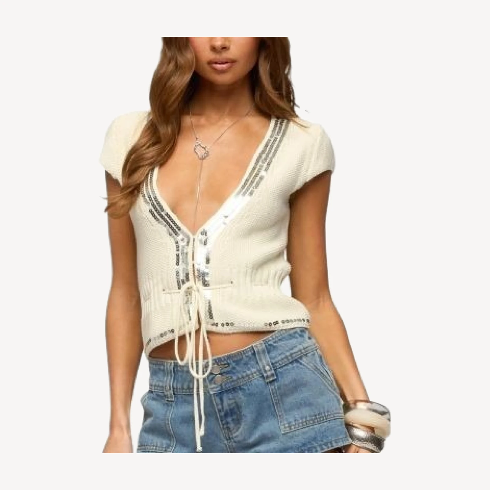Edikted Cate Sequin Knit Top