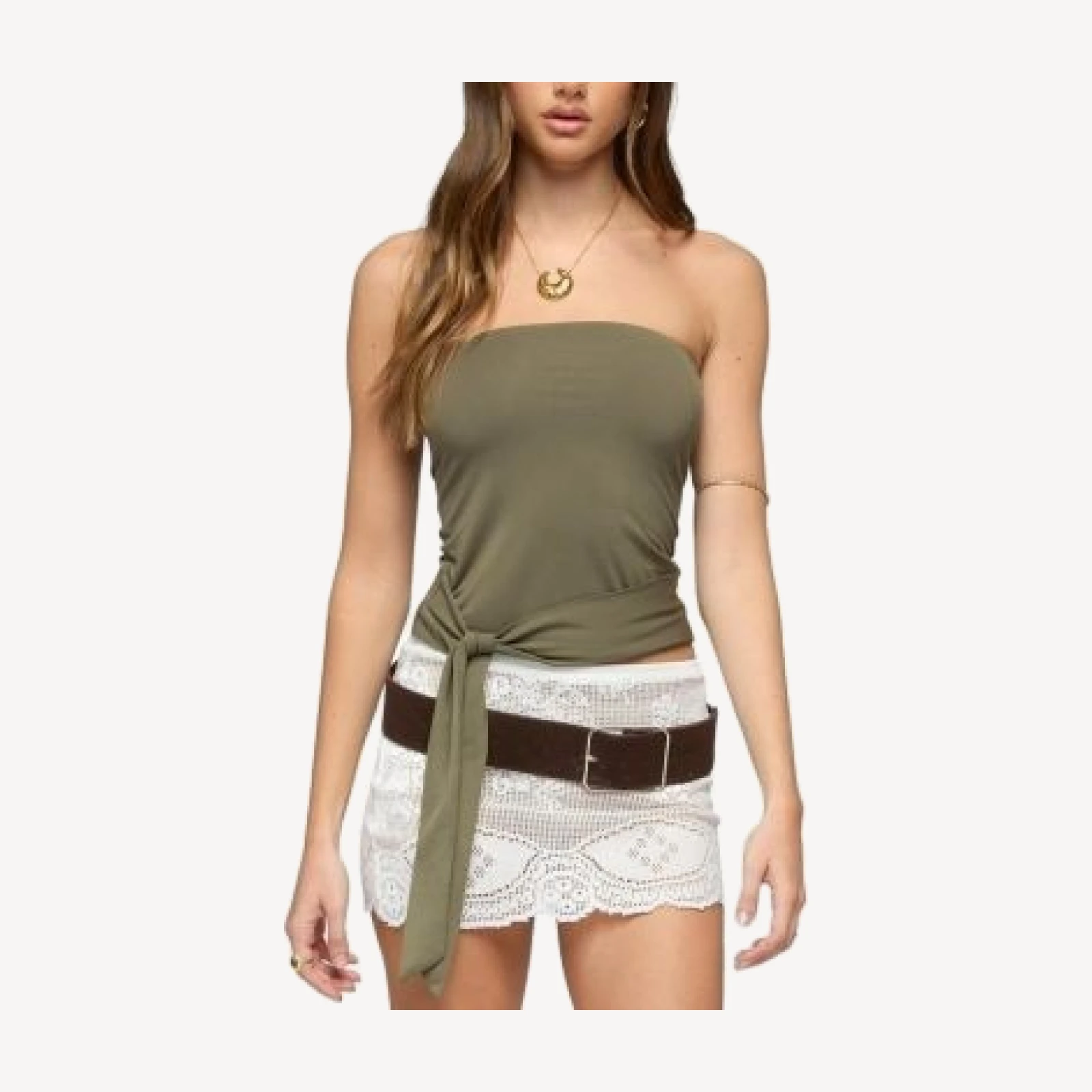 Edikted Gilly Tie Waist Strapless Top