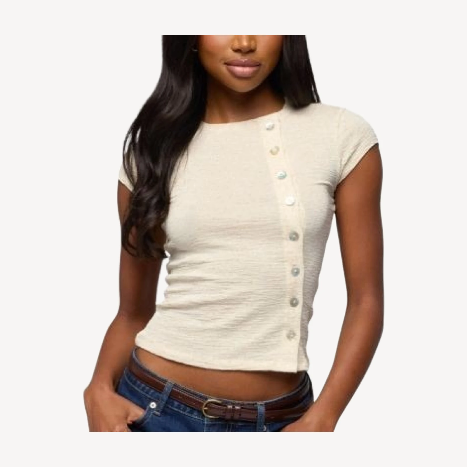 Edikted Swapna Asymmetric Button Up Top