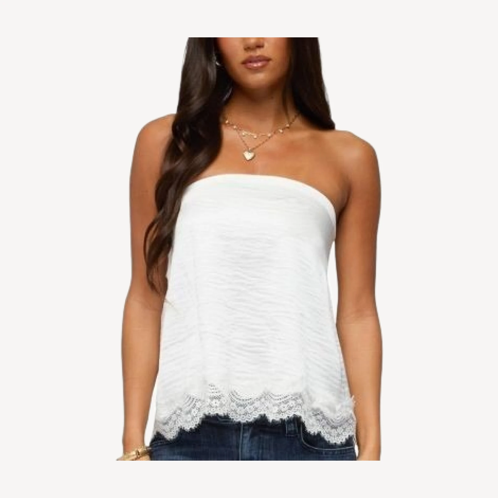 Edikted Netta Lacey Strapless Satin Effect Top