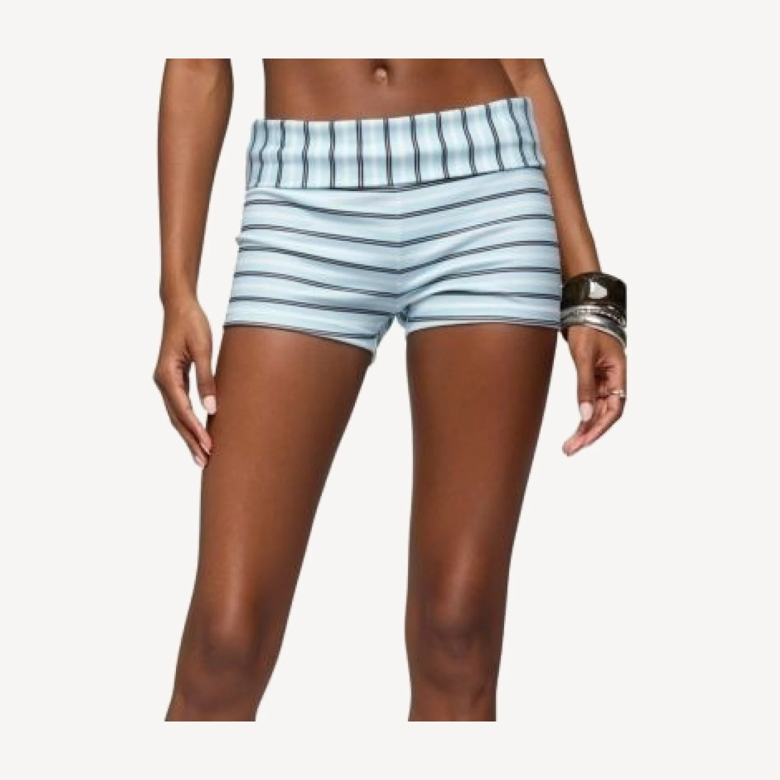 Edikted Chantal Striped Foldover Shorts