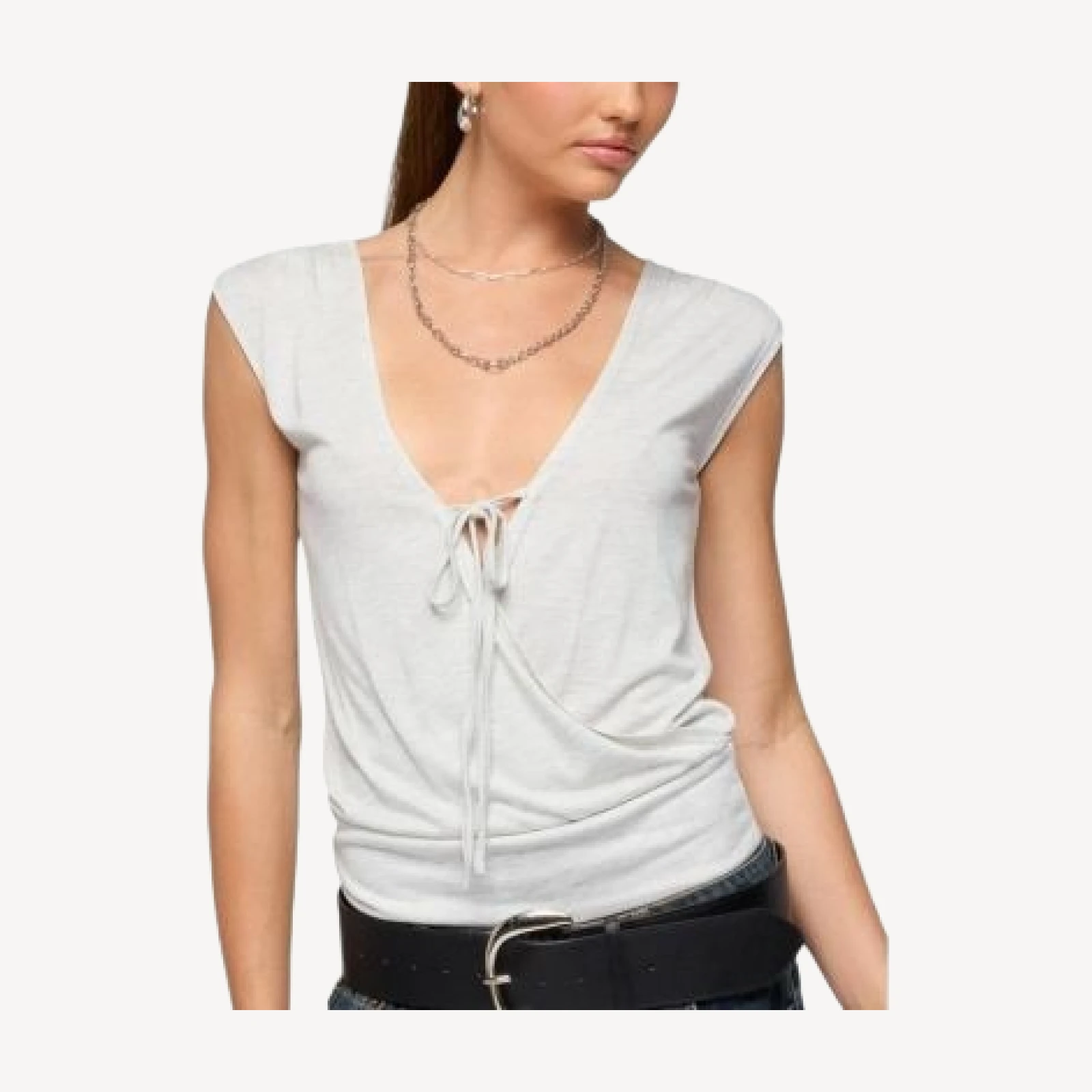 Edikted Tie Front V Neck Wrap Top