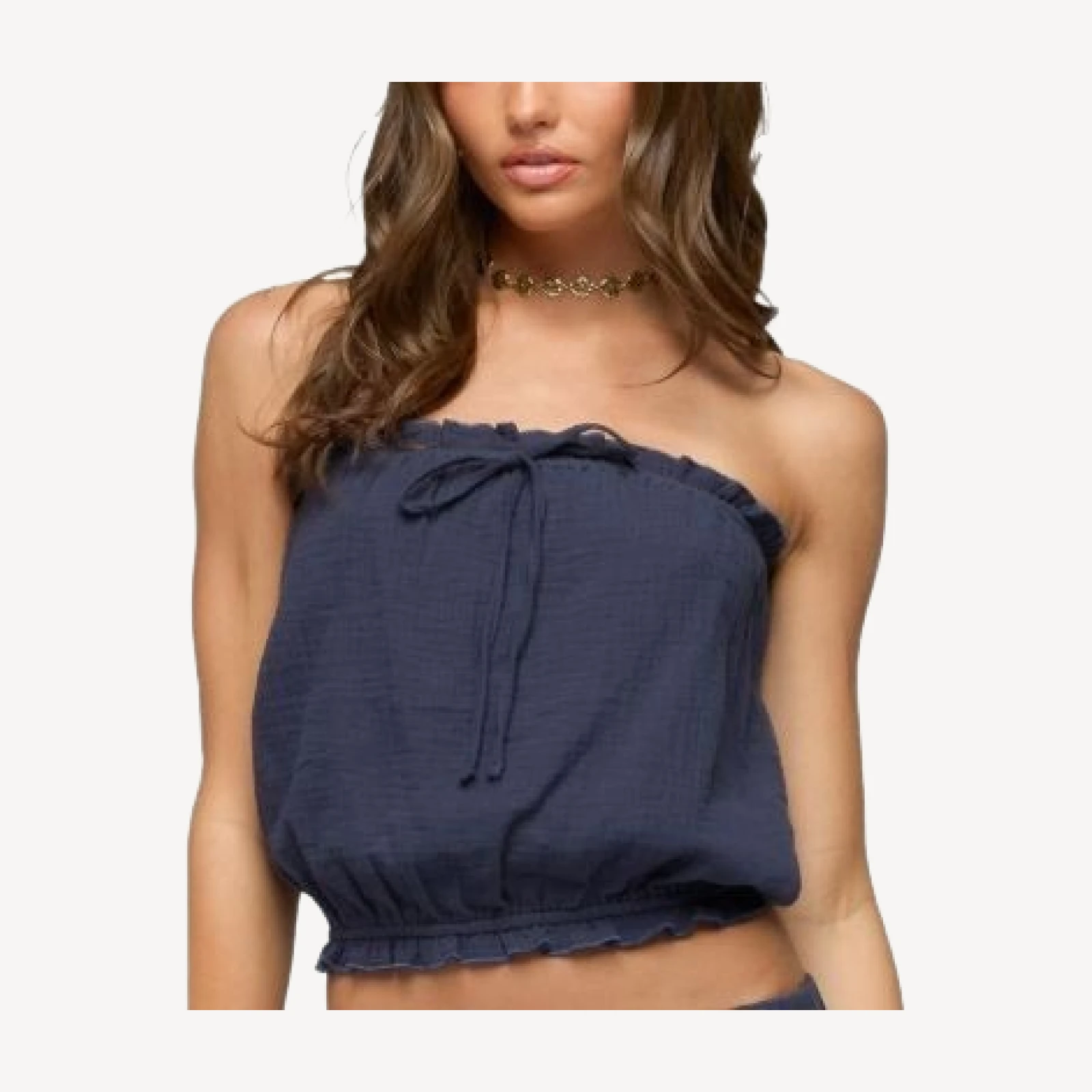 Edikted Viktoria Strapless Gauze Bubble Top