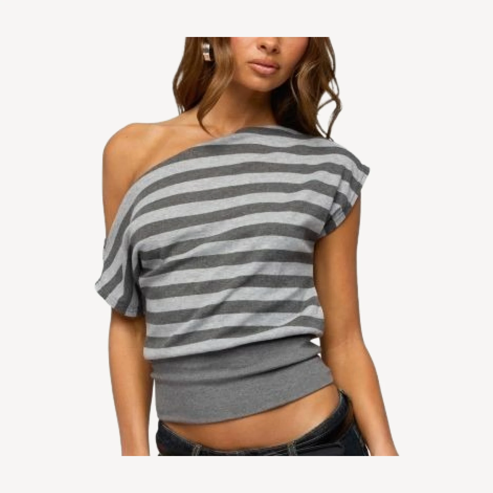 Edikted Kittie Striped Off Shoulder Top