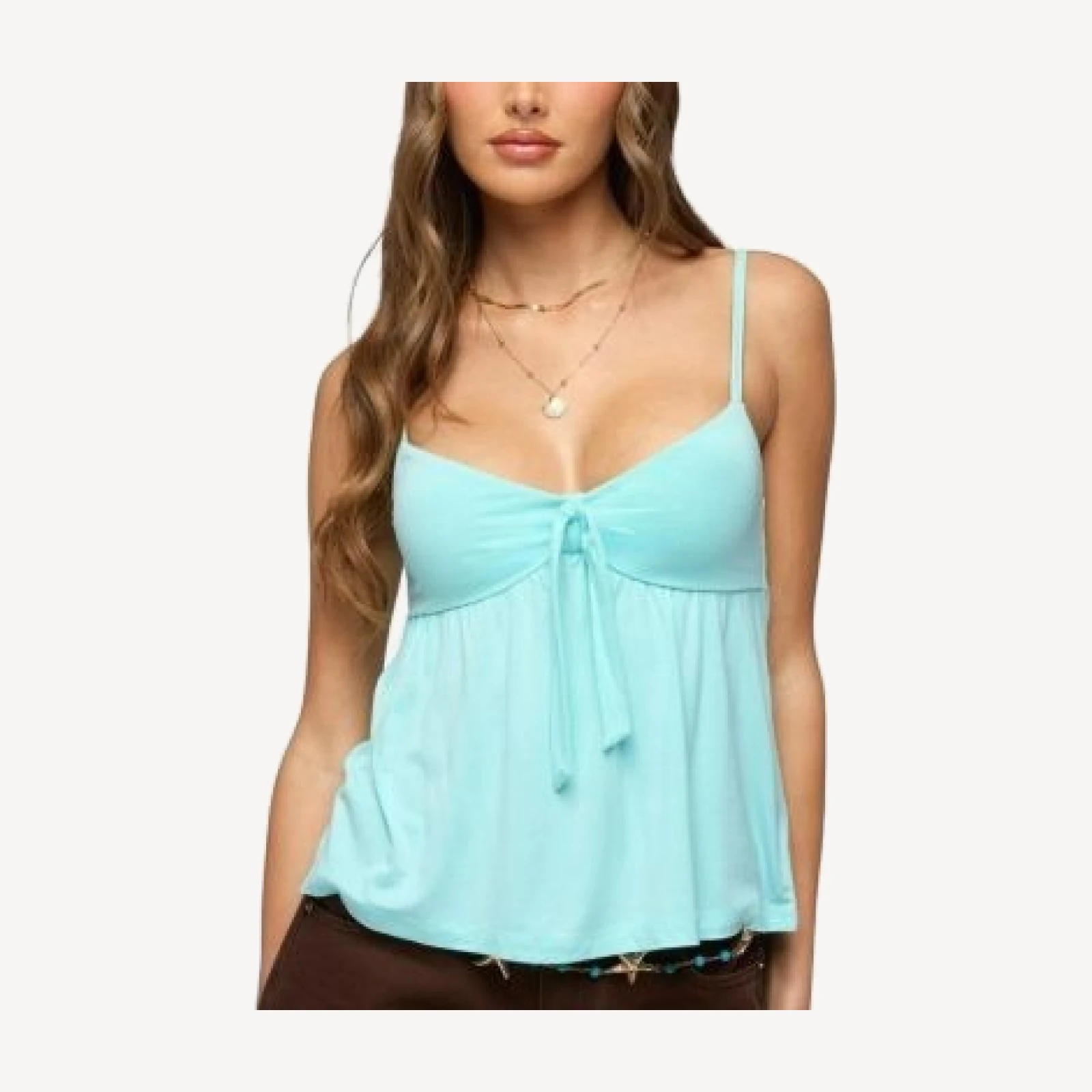 Edikted Michey Tie Front Babydoll Tank Top