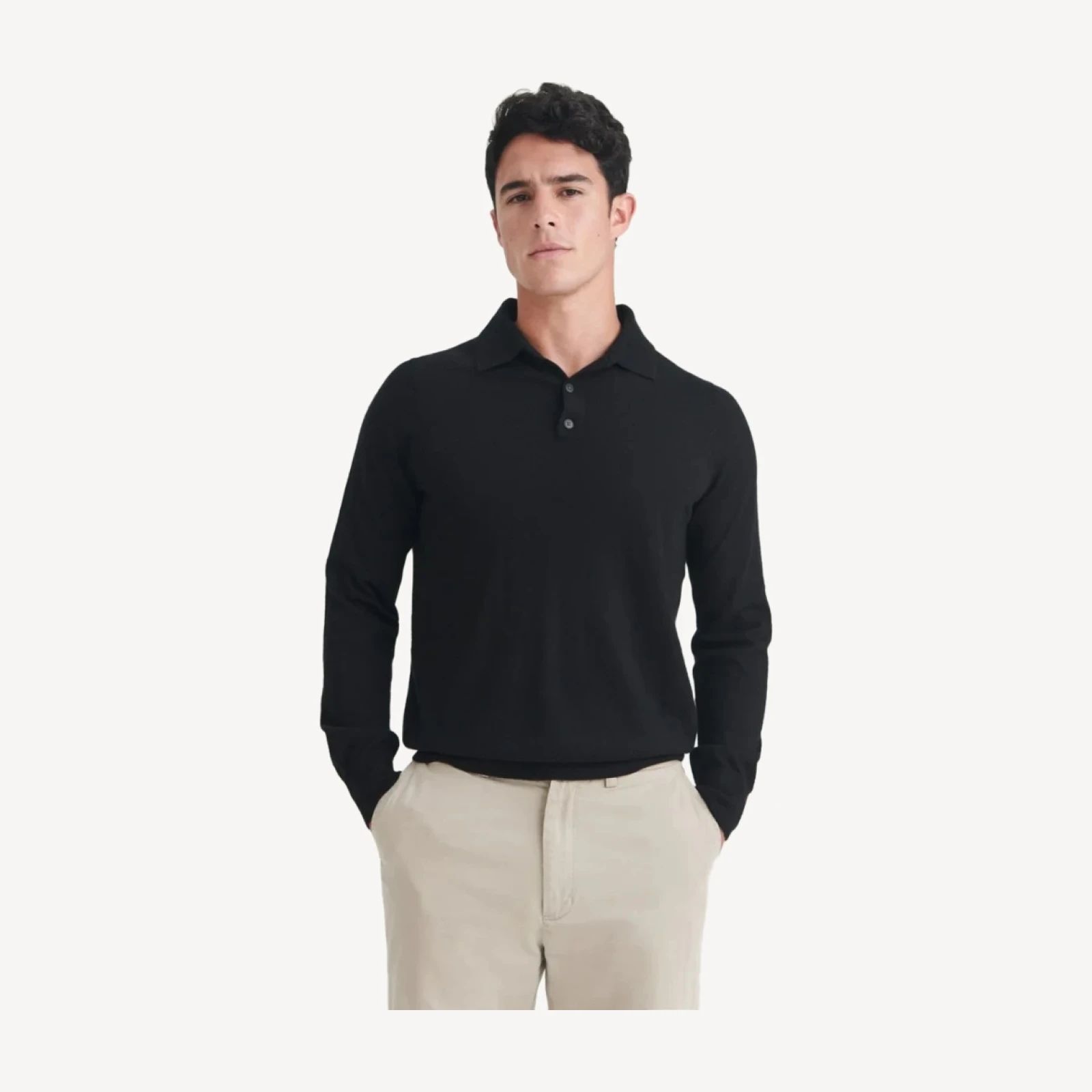 Super Fine Cashmere Long Sleeve Polo