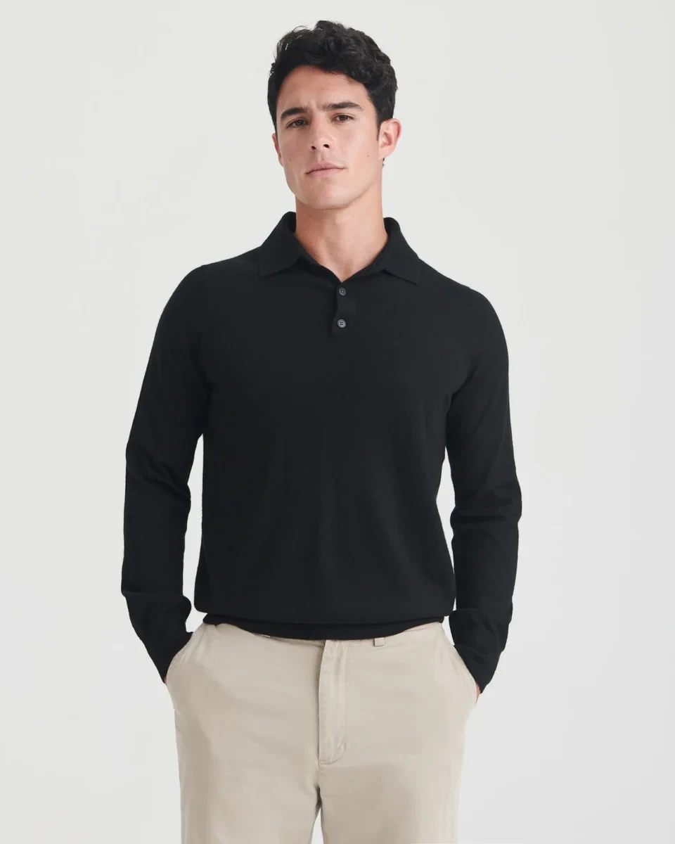 Super Fine Cashmere Long Sleeve Polo