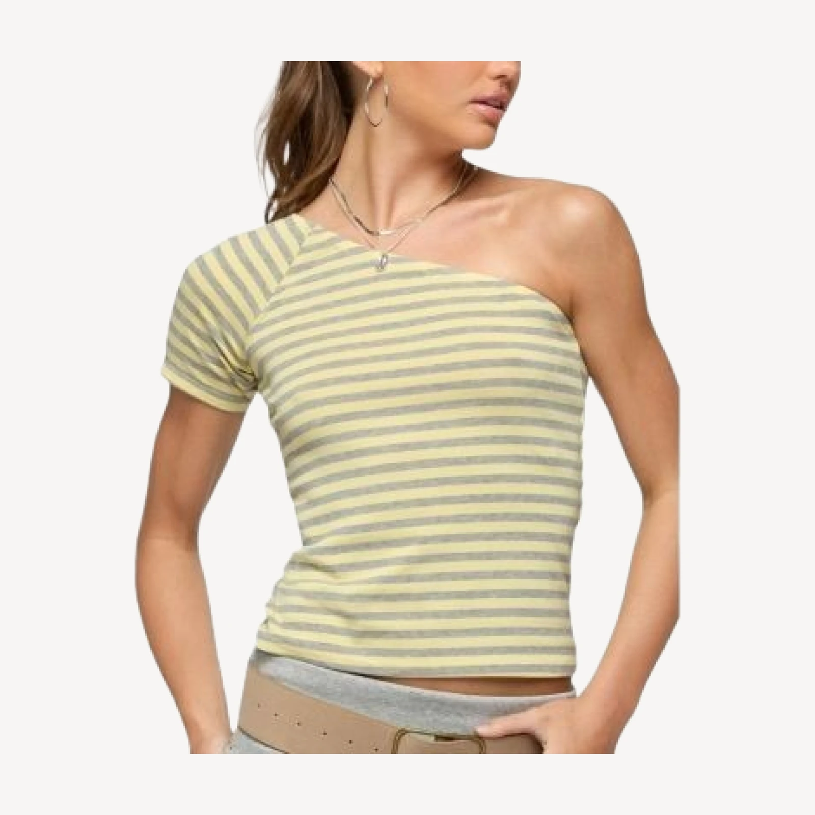 Edikted Eulia One Shoulder Striped Top