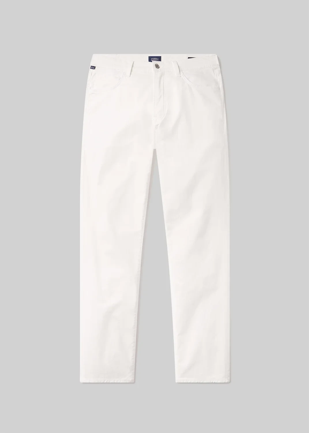 Gage Slim Straight Cashmere Touch Sateen in Soft White