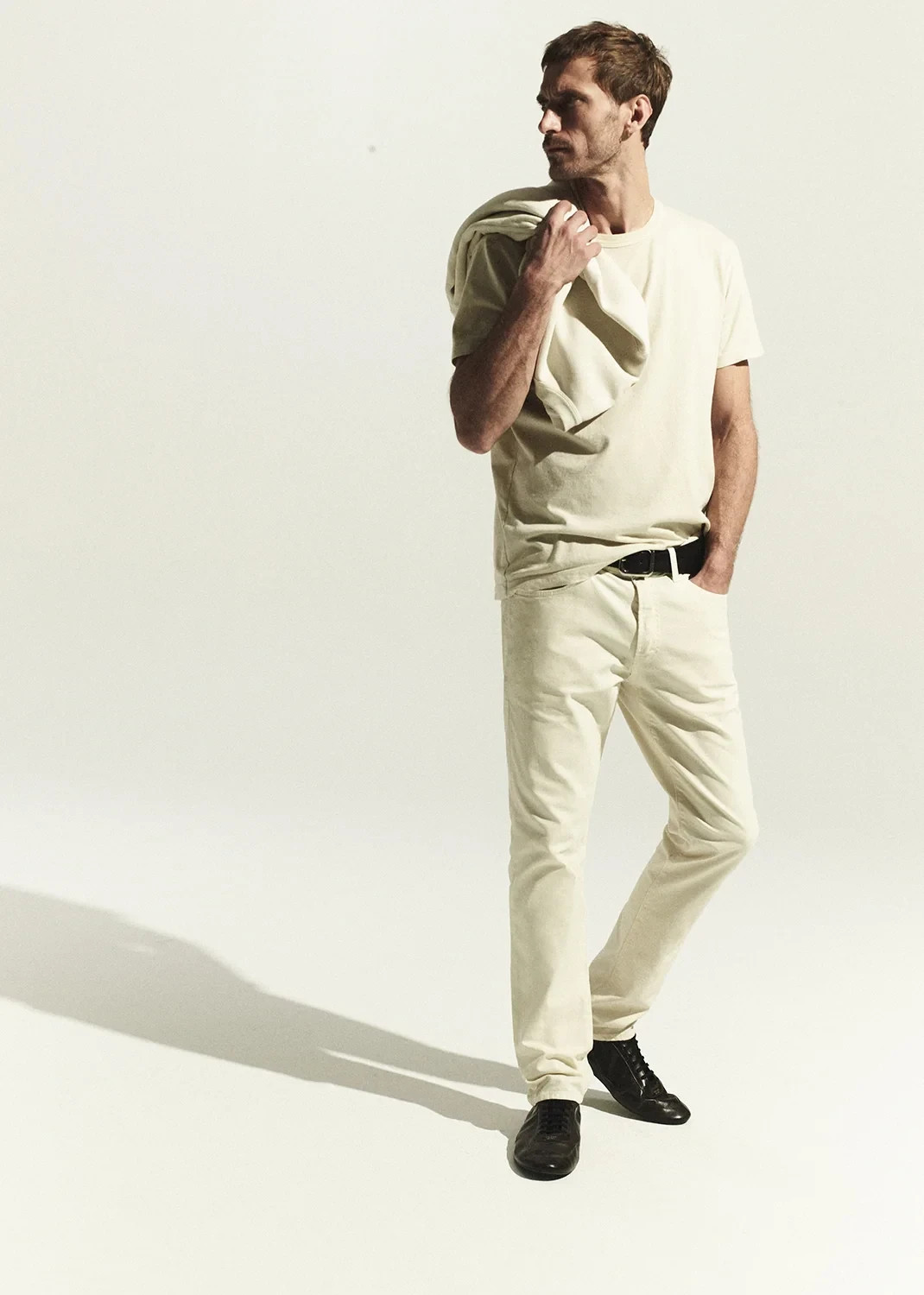 Gage Slim Straight Italian Canvas in Almond